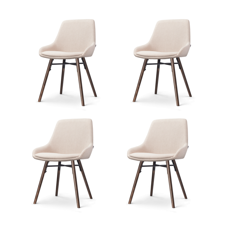 Nena-Isa eetkamerstoel beige - walnoot houten onderstel - set van 4 afbeelding 1