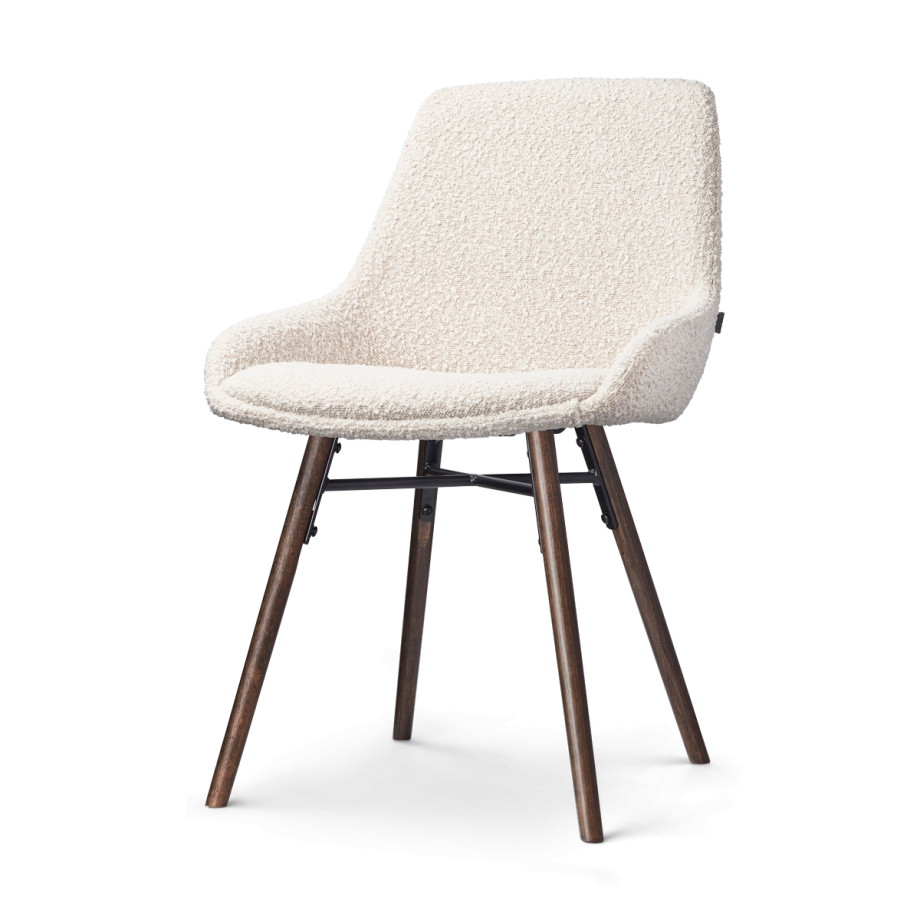 Nena-Isa eetkamerstoel bouclé beige - walnoot houten onderstel afbeelding 1