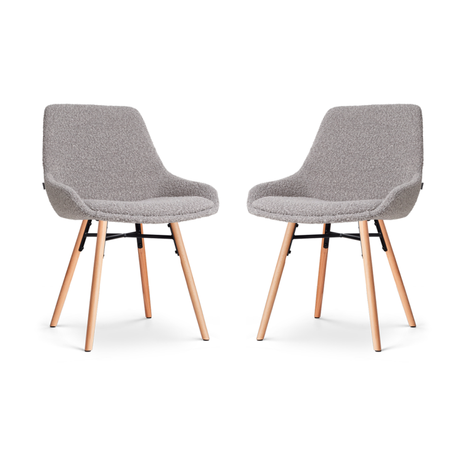 Nena-Isa eetkamerstoel bouclé taupe - houten onderstel - set van 2 Nena-Isa eetkamerstoel bouclé taupe - houten onderstel - set van 2 afbeelding 1