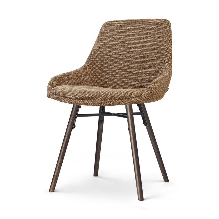 Nena-Isa eetkamerstoel bruin blend - walnoot houten onderstel afbeelding 1