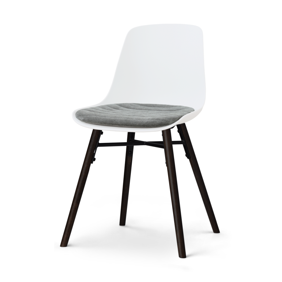 Nena-Liv eetkamerstoel wit met zeegrijs zitkussen - zwart houten onderstel Nena-Liv eetkamerstoel wit met zeegrijs zitkussen - zwart houten onderstel afbeelding 1