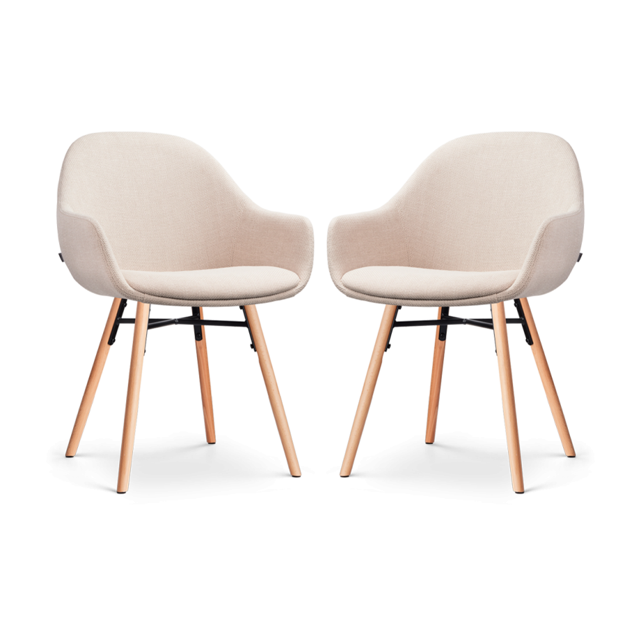 Nena-Mae eetkamerstoel beige - houten onderstel - set van 2 afbeelding 1