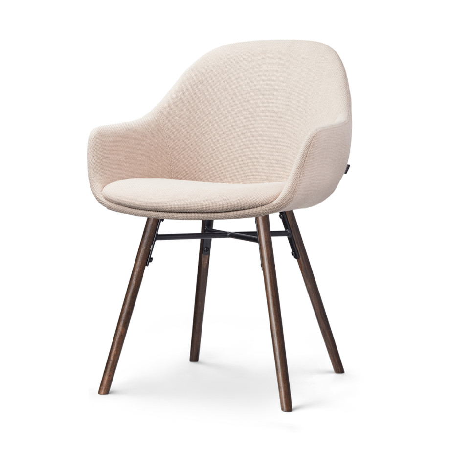 Nena-Mae eetkamerstoel beige - walnoot houten onderstel afbeelding 1