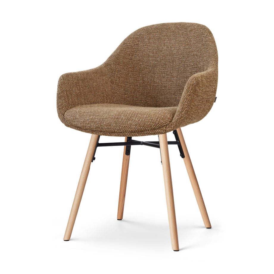 Nena-Mae eetkamerstoel bruin blend - houten onderstel afbeelding 1