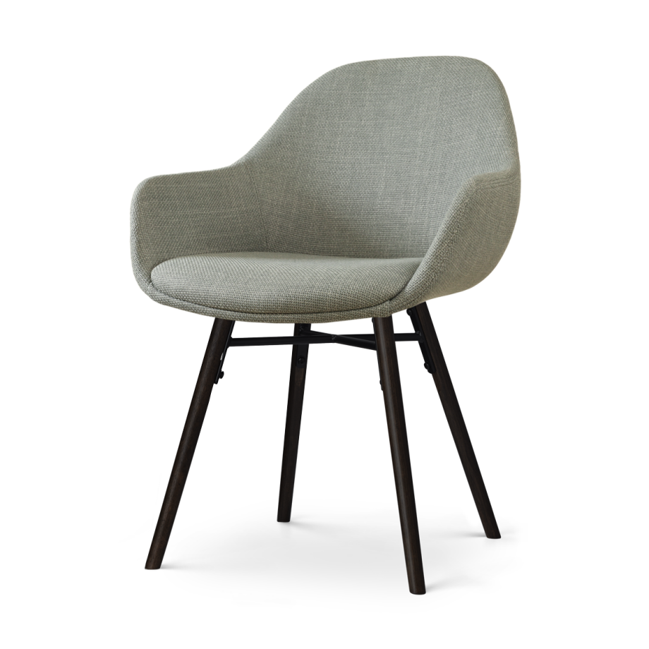 Nena-Mae eetkamerstoel saliegroen - zwart houten onderstel afbeelding 1