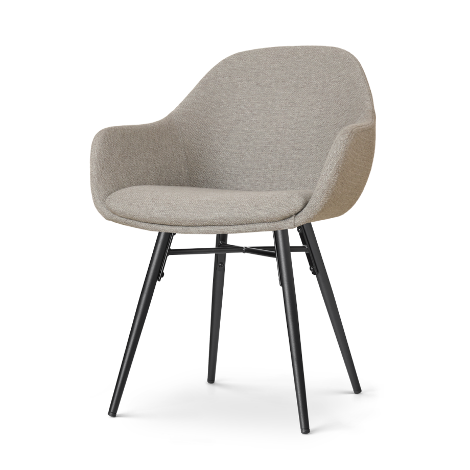 Nena-Mae eetkamerstoel warm grijs - zwart houten onderstel Nena-Mae eetkamerstoel warm grijs - zwart houten onderstel afbeelding 1