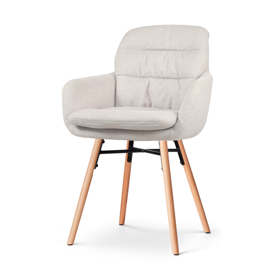 Nena-Mia eetkamerstoel beige - houten onderstel afbeelding 1