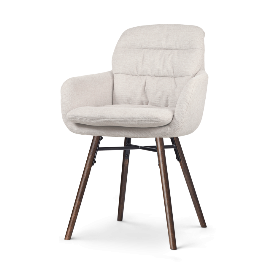 Nena-Mia eetkamerstoel beige - walnoot houten onderstel afbeelding 1