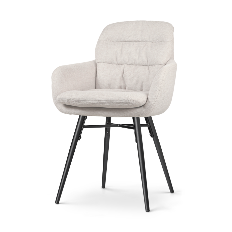 Nena-Mia eetkamerstoel beige - zwart houten onderstel afbeelding 1