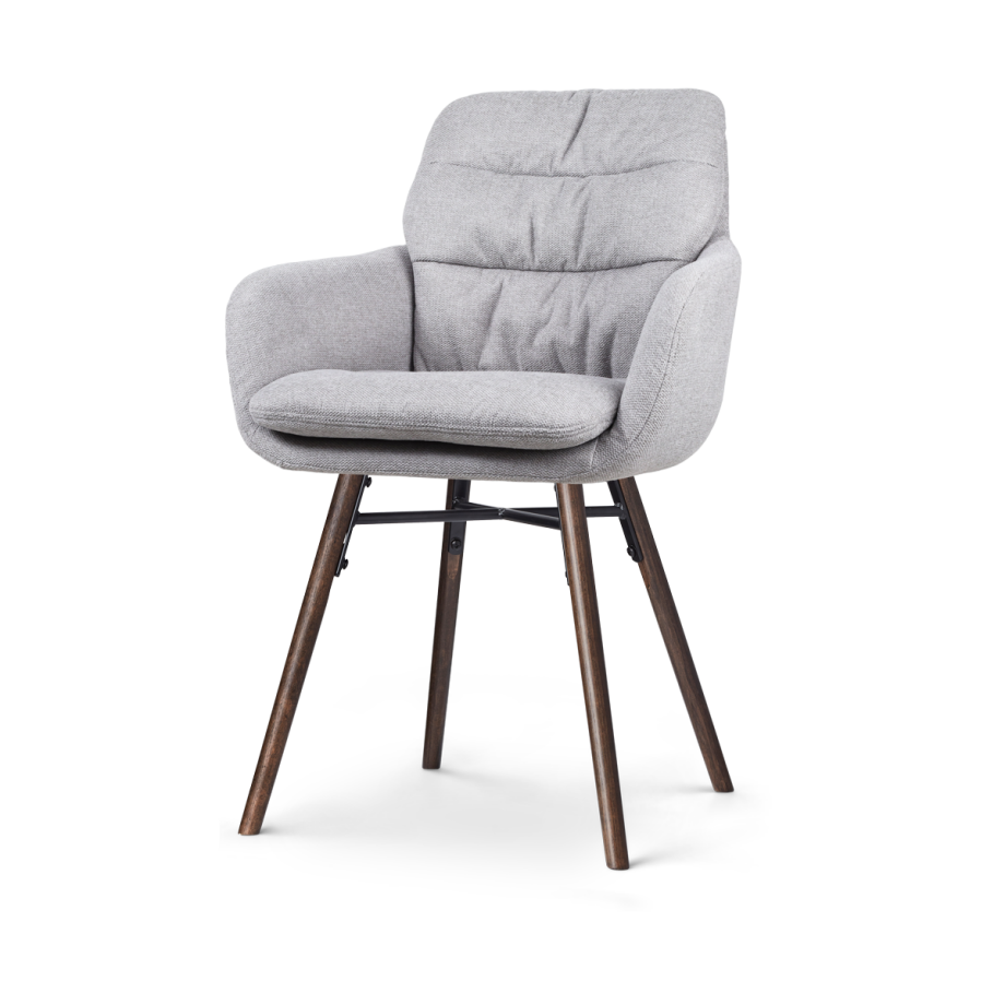 Nena-Mia eetkamerstoel grijs - walnoot houten onderstel afbeelding 1
