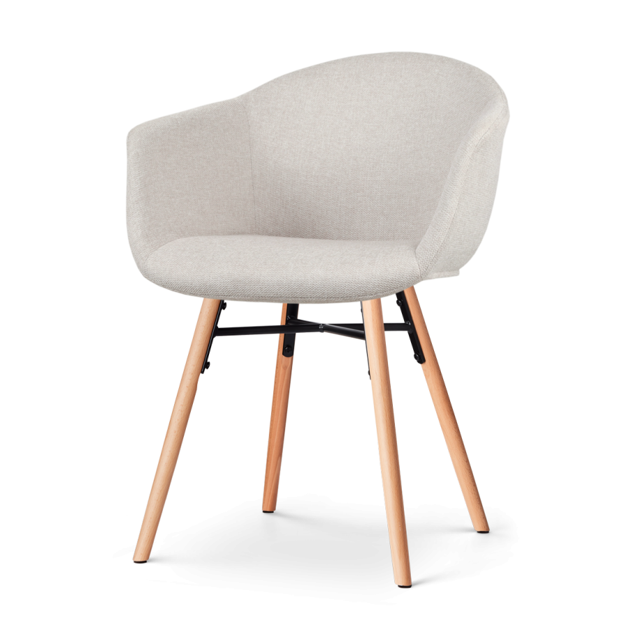 Nena-Otis eetkamerstoel beige - houten onderstel Nena-Otis eetkamerstoel beige - houten onderstel afbeelding 1