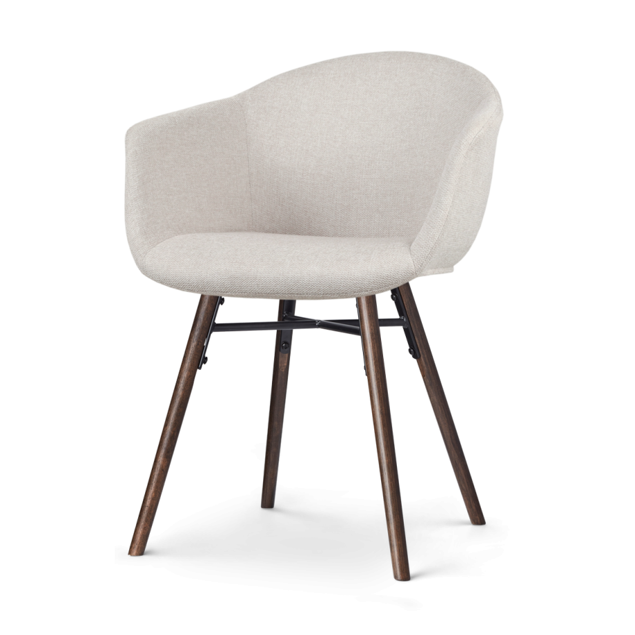 Nena-Otis eetkamerstoel beige - walnoot houten onderstel afbeelding 1