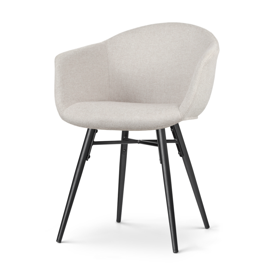 Nena-Otis eetkamerstoel beige - zwart houten onderstel afbeelding 1