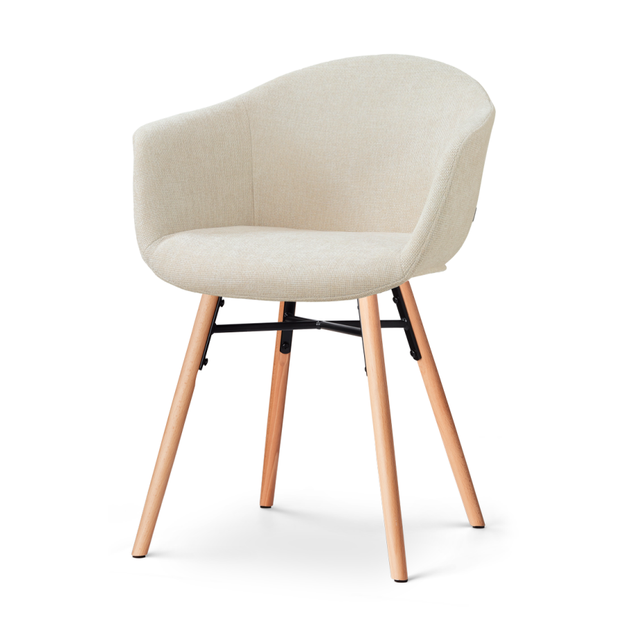 Nena-Otis eetkamerstoel cottonbeige - houten onderstel Nena-Otis eetkamerstoel cottonbeige - houten onderstel afbeelding 1