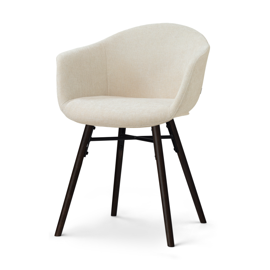 Nena-Otis eetkamerstoel cottonbeige - zwart houten onderstel Nena-Otis eetkamerstoel cottonbeige - zwart houten onderstel afbeelding 1
