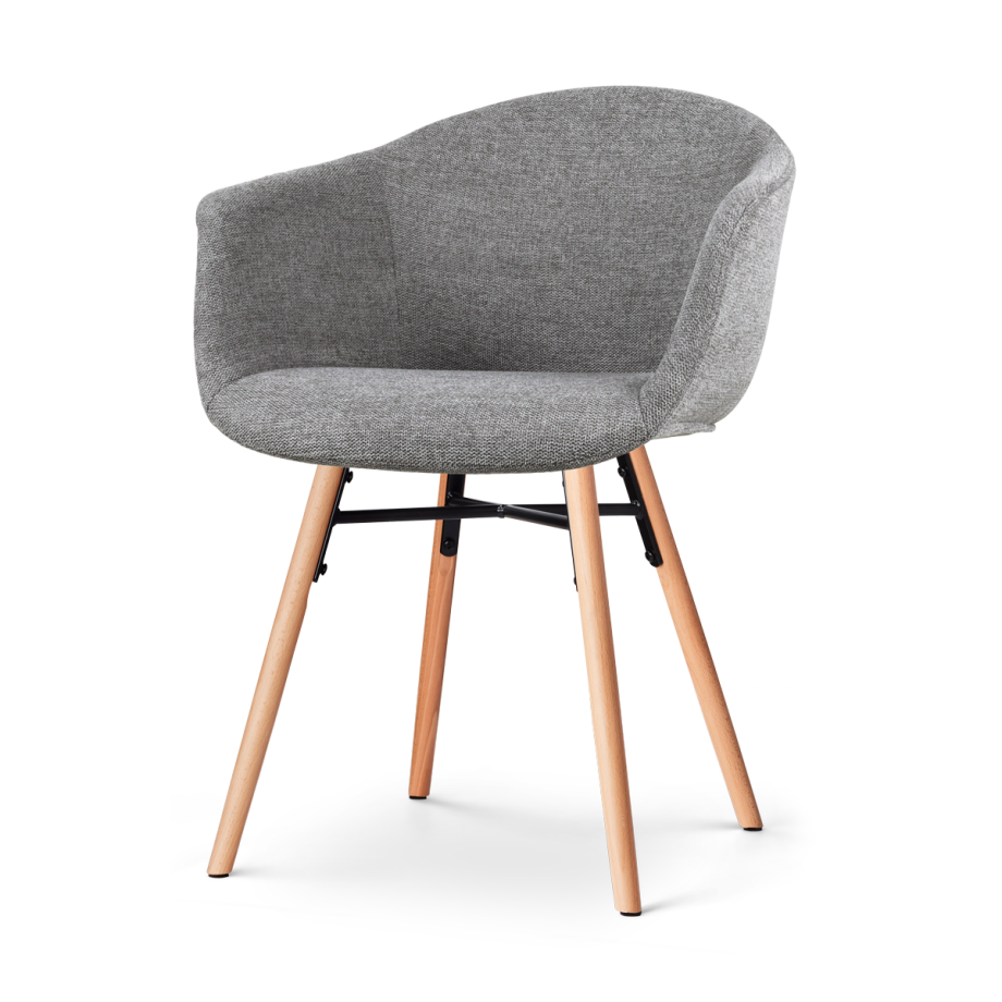 Nena-Otis eetkamerstoel donkergrijs - houten onderstel Nena-Otis eetkamerstoel donkergrijs - houten onderstel afbeelding 1