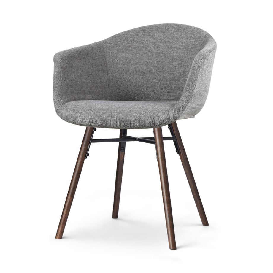Nena-Otis eetkamerstoel donkergrijs - walnoot houten onderstel Nena-Otis eetkamerstoel donkergrijs - walnoot houten onderstel afbeelding 1