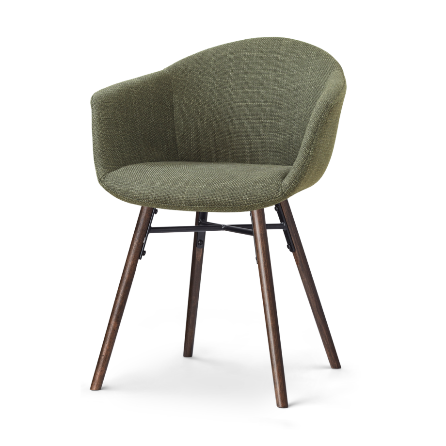 Nena-Otis eetkamerstoel forestgroen - walnoot houten onderstel Nena-Otis eetkamerstoel forestgroen - walnoot houten onderstel afbeelding 1