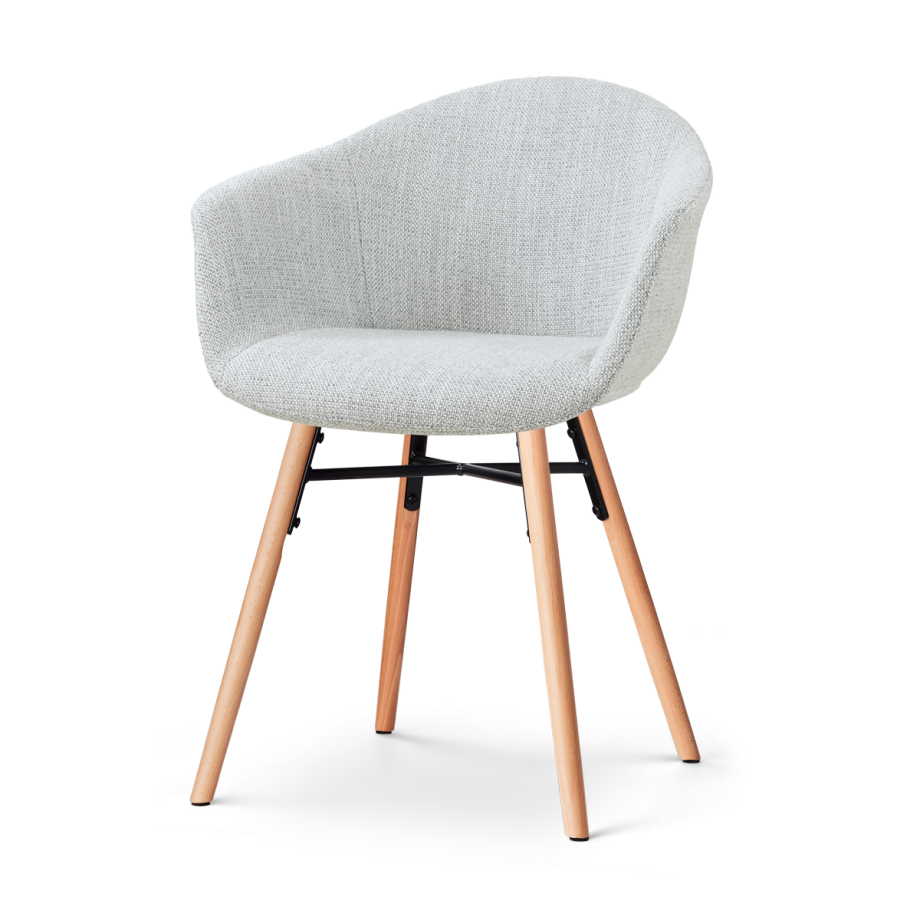 Nena-Otis eetkamerstoel grijs melange - houten onderstel afbeelding 1