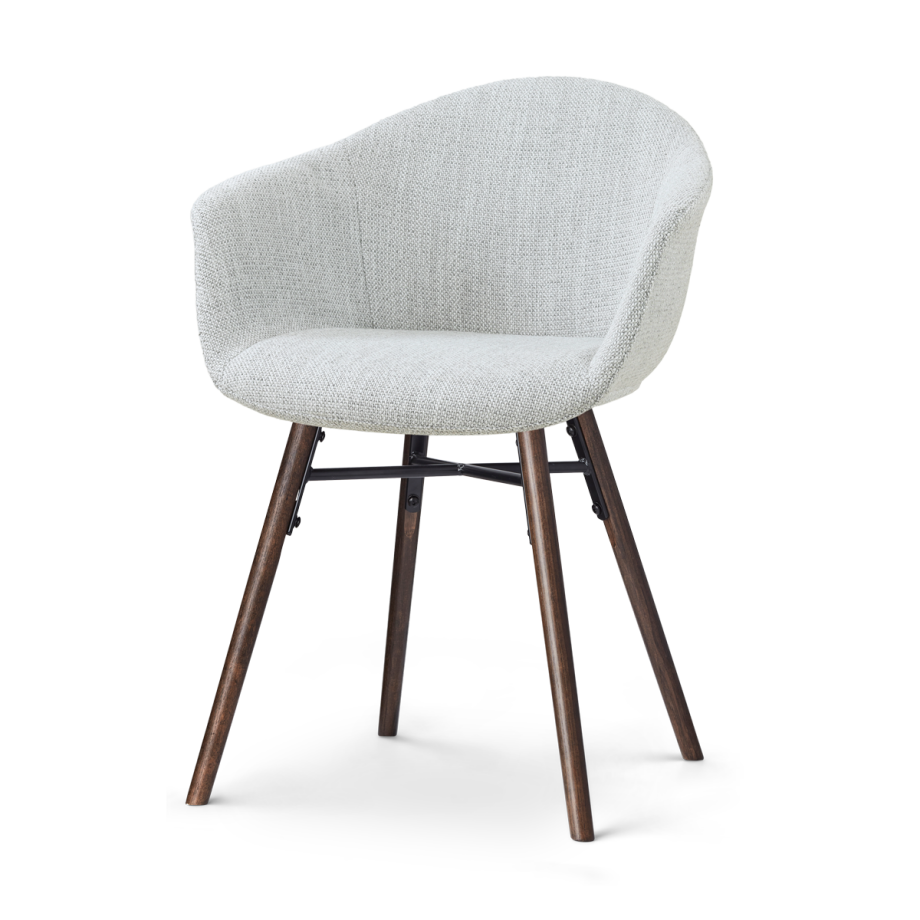 Nena-Otis eetkamerstoel grijs melange - walnoot houten onderstel afbeelding 1
