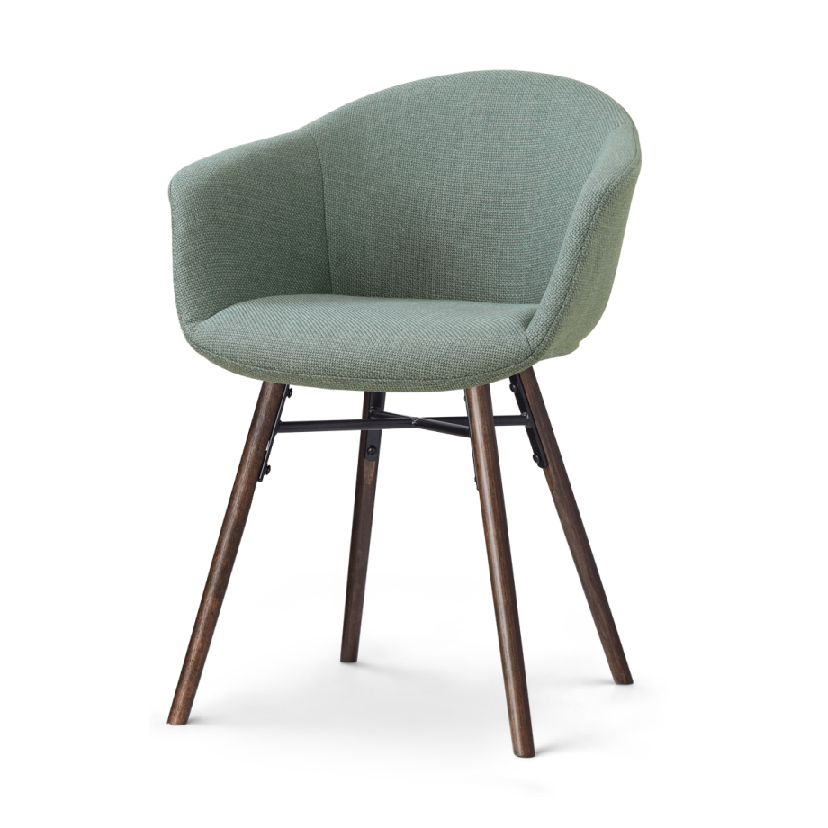 Nena-Otis eetkamerstoel saliegroen - walnoot houten onderstel afbeelding 1