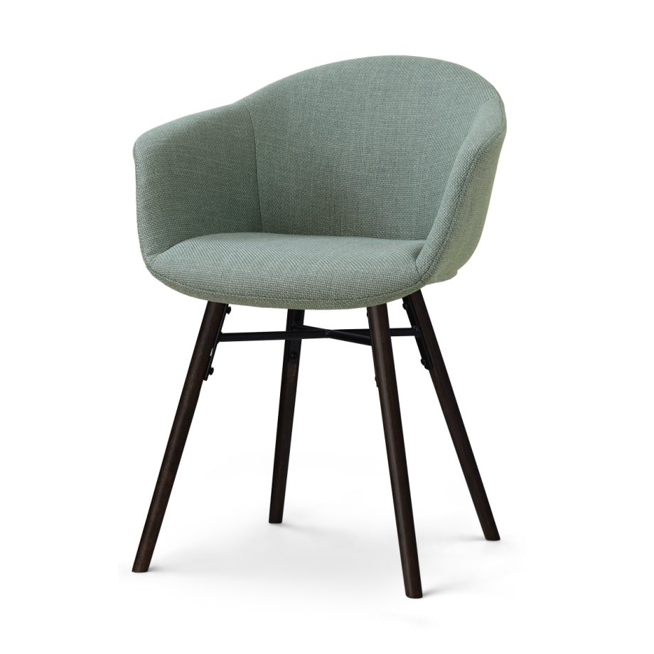 Nena-Otis eetkamerstoel saliegroen - zwart houten onderstel Nena-Otis eetkamerstoel saliegroen - zwart houten onderstel afbeelding 1