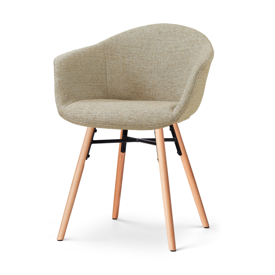 Nena-Otis eetkamerstoel taupe melange - houten onderstel Nena-Otis eetkamerstoel taupe melange - houten onderstel afbeelding 1