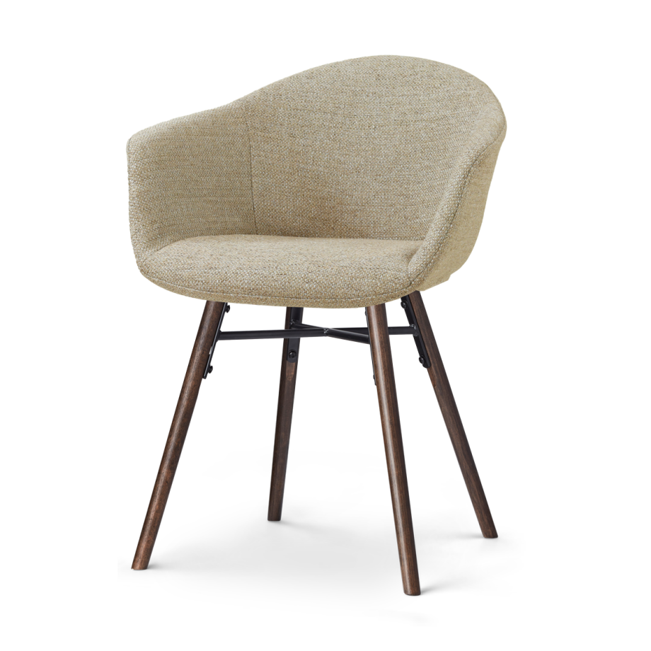 Nena-Otis eetkamerstoel taupe melange - walnoot houten onderstel Nena-Otis eetkamerstoel taupe melange - walnoot houten onderstel afbeelding 1