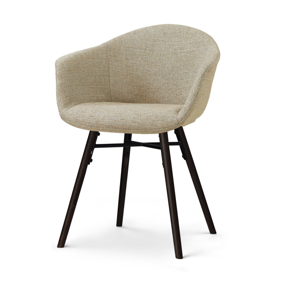 Nena-Otis eetkamerstoel taupe melange - zwart houten onderstel Nena-Otis eetkamerstoel taupe melange - zwart houten onderstel afbeelding 1