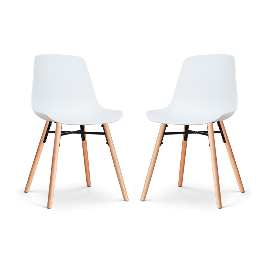 Nena-Pip eetkamerstoel wit - houten onderstel - set van 2 afbeelding 1