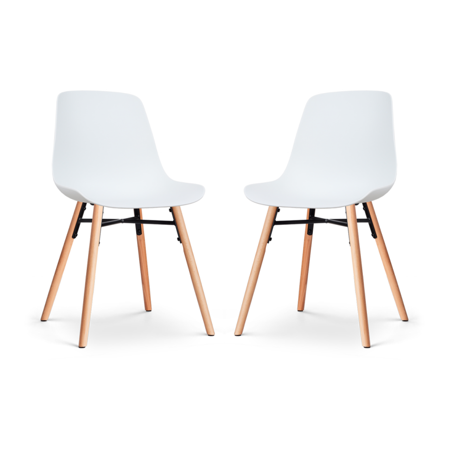 Nena-Pip eetkamerstoel wit - houten onderstel - set van 2 afbeelding 1