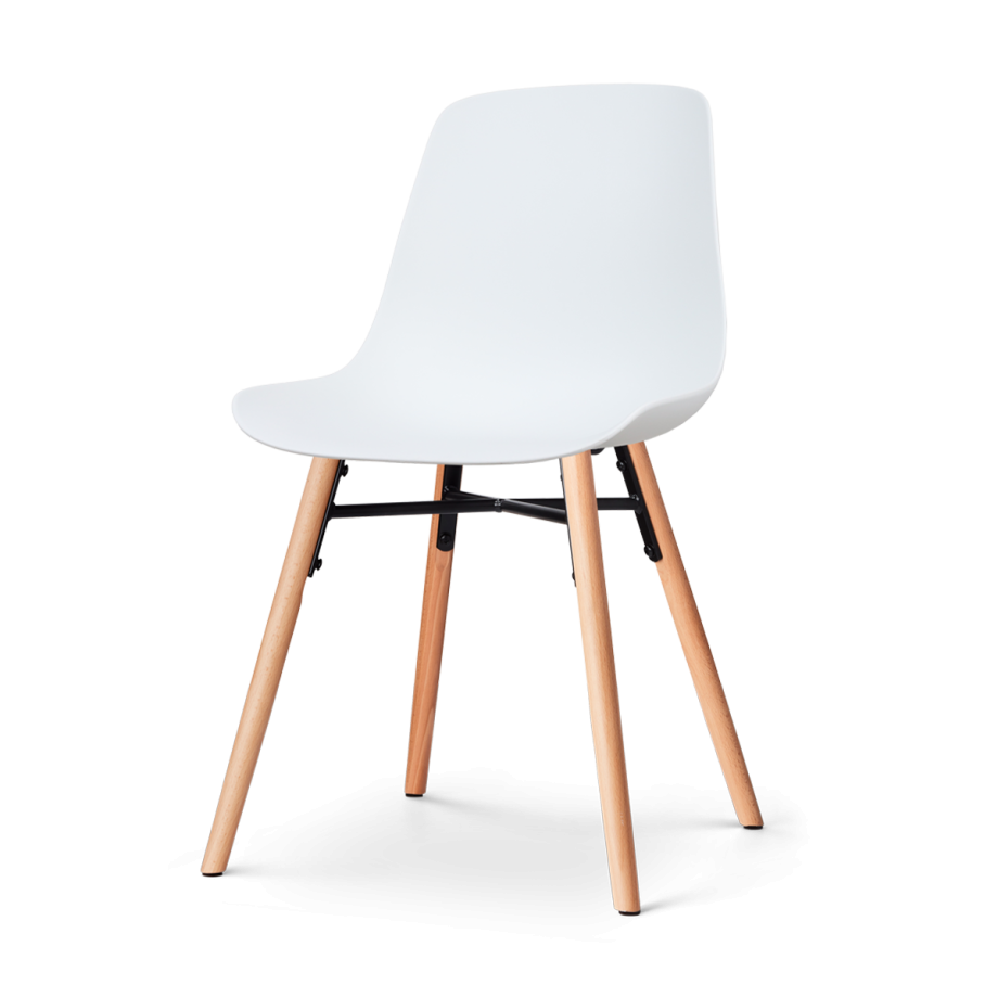 Nena-Pip eetkamerstoel wit - houten onderstel afbeelding 1