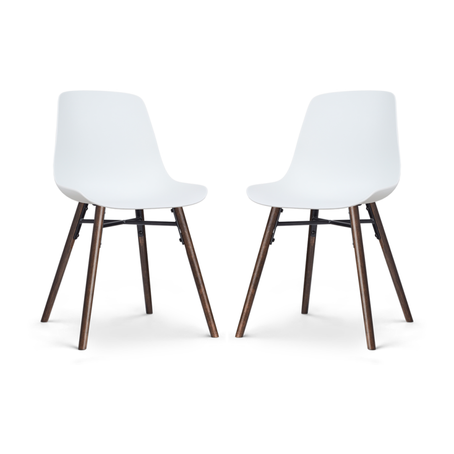 Nena-Pip eetkamerstoel wit - walnoot houten onderstel - set van 2 afbeelding 1