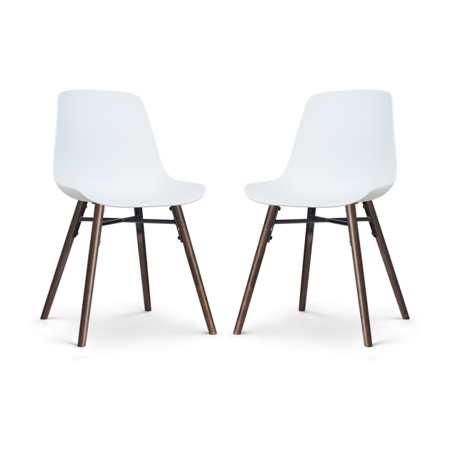 Nena-Pip eetkamerstoel wit - walnoot houten onderstel - set van 2 afbeelding 1