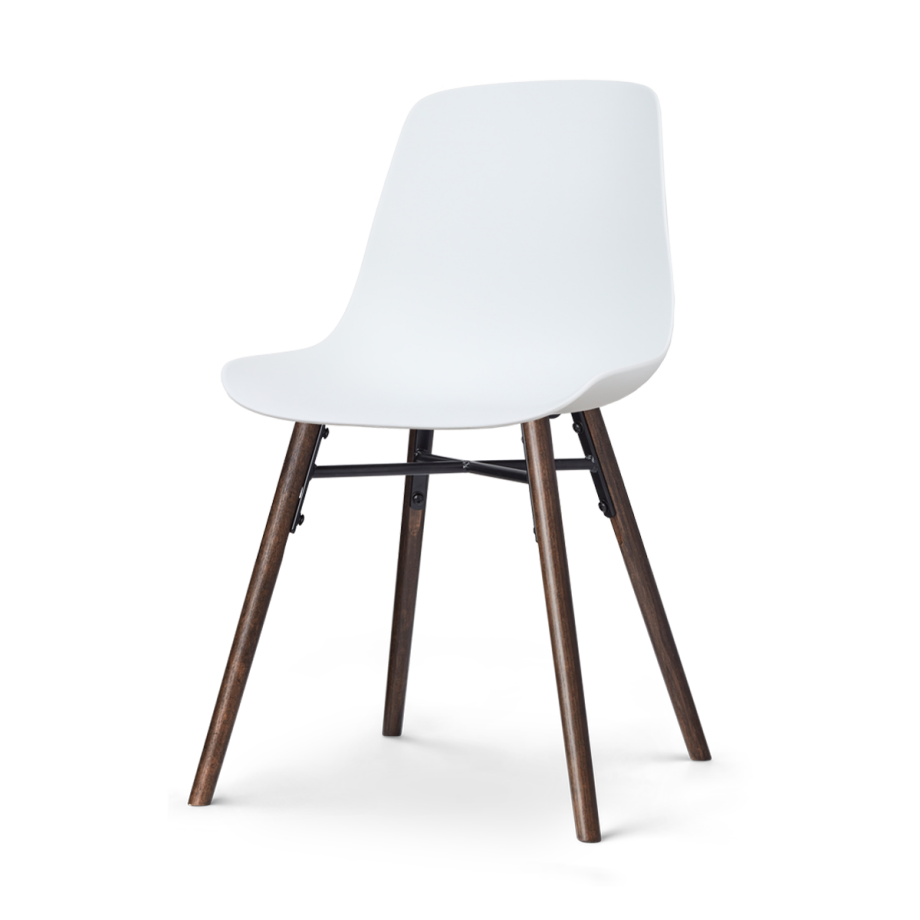 Nena-Pip eetkamerstoel wit - walnoot houten onderstel afbeelding 1