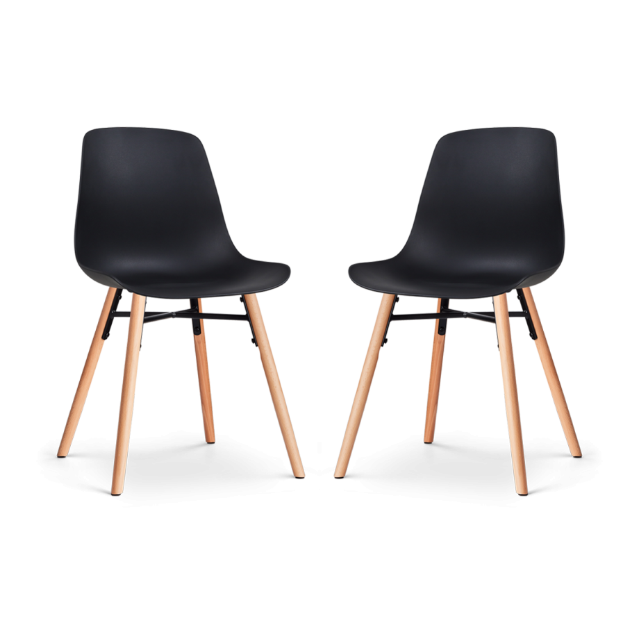 Nena-Pip eetkamerstoel zwart - houten onderstel - set van 2 Nena-Pip eetkamerstoel zwart - houten onderstel - set van 2 afbeelding 1