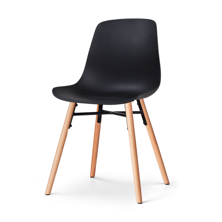 Nena-Pip eetkamerstoel zwart - houten onderstel Nena-Pip eetkamerstoel zwart - houten onderstel afbeelding 1