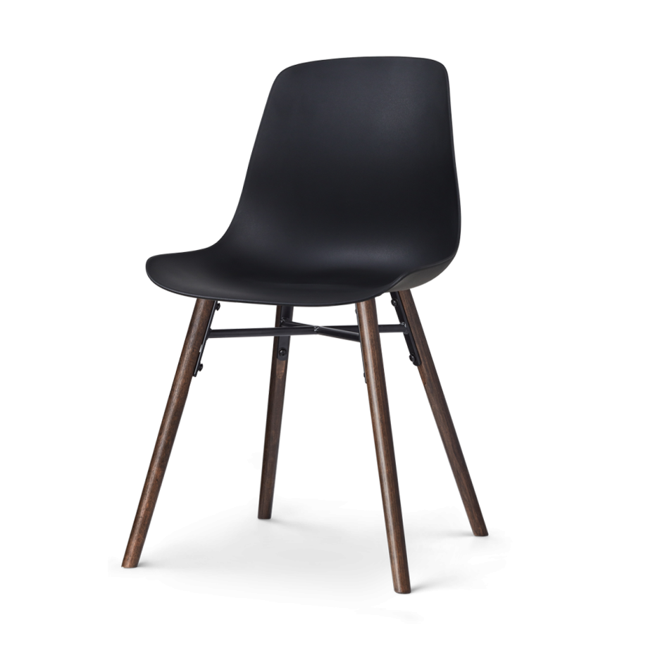 Nena-Pip eetkamerstoel zwart - walnoot houten onderstel afbeelding 1