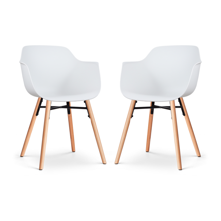 Nena-Puk eetkamerstoel wit - houten onderstel - set van 2 afbeelding 1