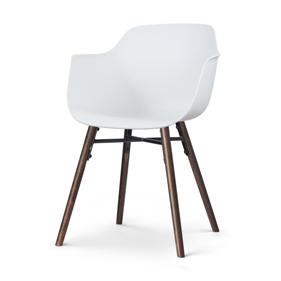 Nena-Puk eetkamerstoel wit - walnoot houten onderstel afbeelding 1