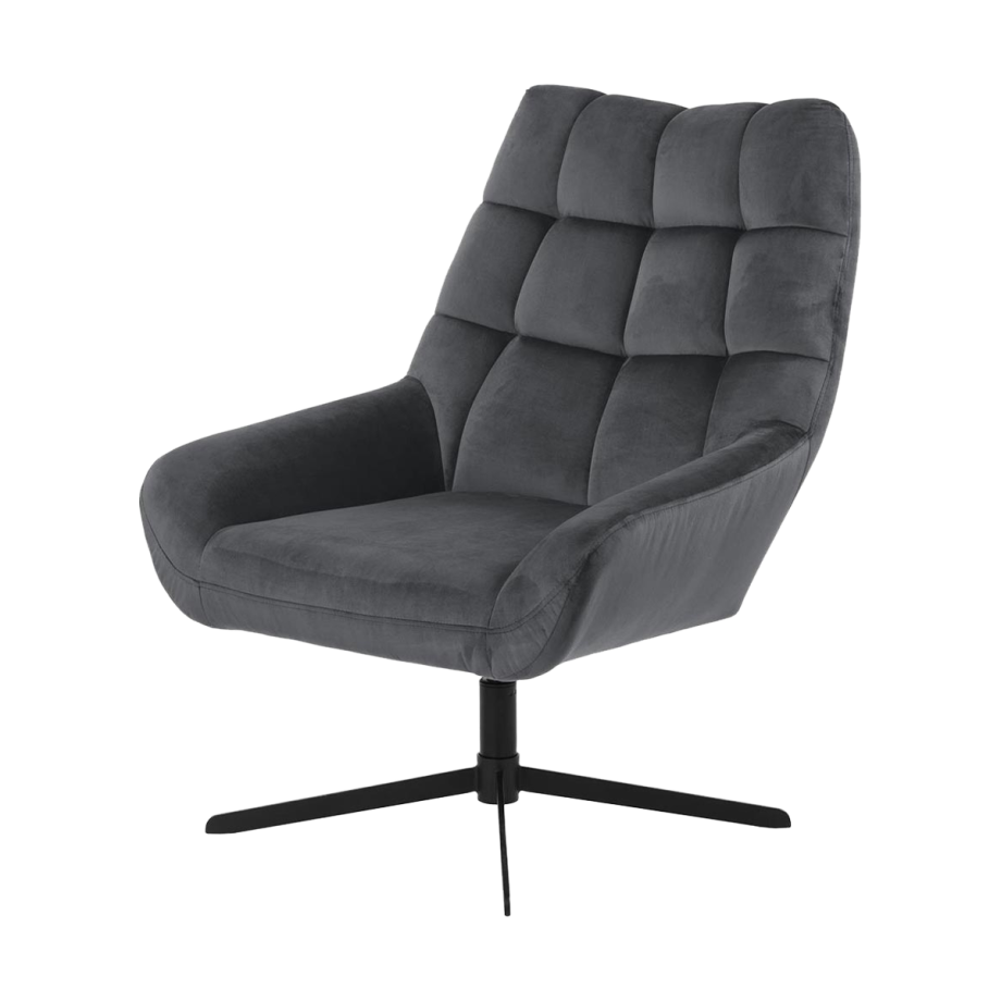 Niek draaibare fauteuil velvet donkergrijs afbeelding 1