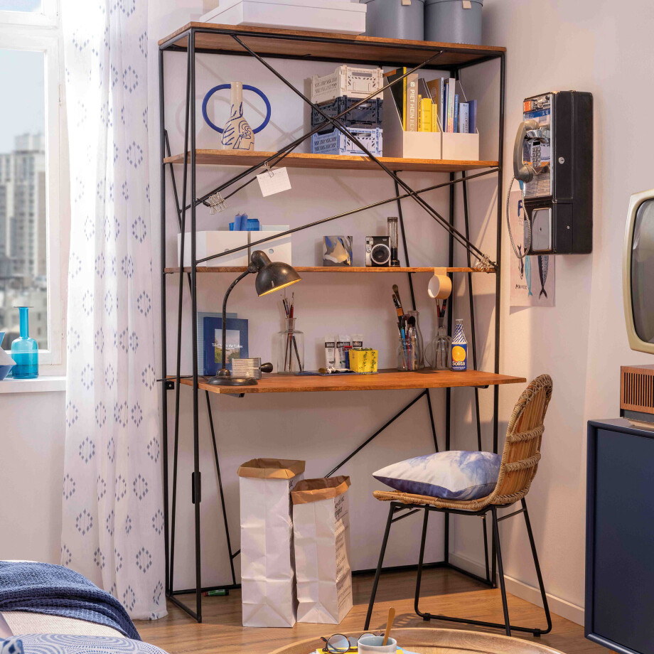 Tom Tailor Bureau/Wandkast 'Nikcole' Mangohout en metaal, 202 x 120cm Tom Tailor Bureau/Wandkast 'Nikcole' Mangohout en metaal, 202 x 120cm afbeelding