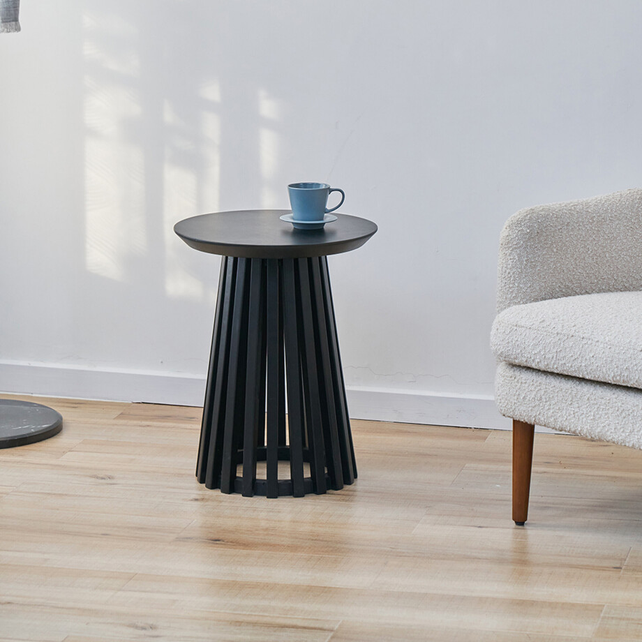 Artistiq Bijzettafel 'Nikkie' Hevea hout, 40cm, kleur Zwart afbeelding 1
