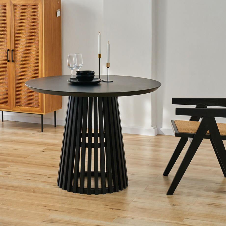 Artistiq Ronde Eettafel 'Nikkie' Hevea hout, 100cm, kleur Zwart Artistiq Ronde Eettafel 'Nikkie' Hevea hout, 100cm, kleur Zwart afbeelding 1