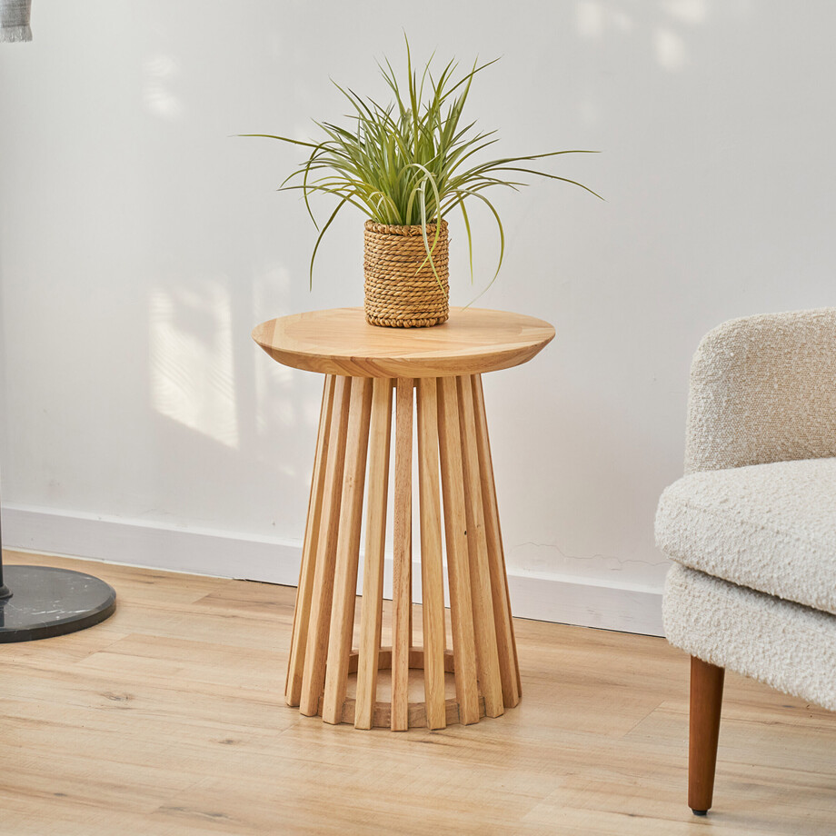 Artistiq Bijzettafel 'Nikkie' Hevea hout, 40cm, kleur Naturel Artistiq Bijzettafel 'Nikkie' Hevea hout, 40cm, kleur Naturel afbeelding 1