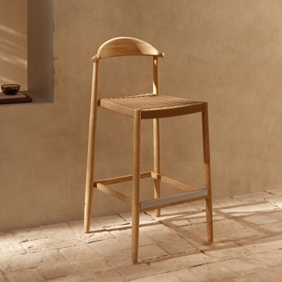 Kave Home Barkruk 'Nina' kleur Beige (zithoogte 76cm) Kave Home Barkruk 'Nina' kleur Beige (zithoogte 76cm) afbeelding 1