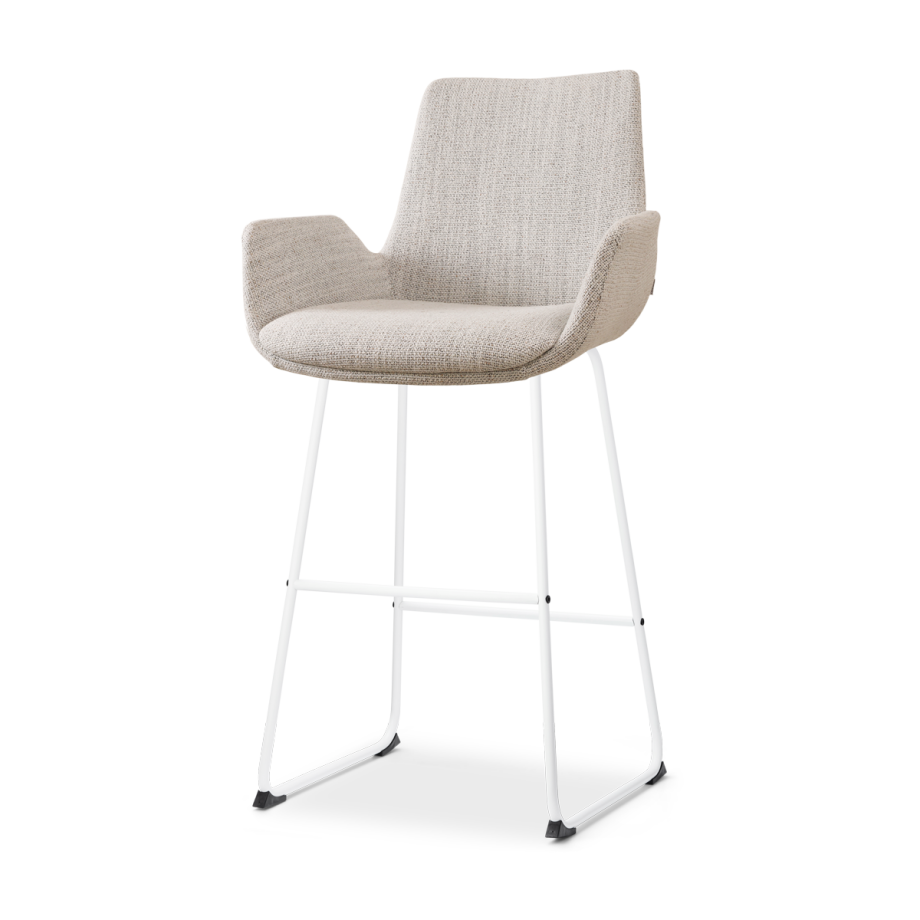 Nino-Eef barkruk beige gemêleerd - wit onderstel - 75 cm Nino-Eef barkruk beige gemêleerd - wit onderstel - 75 cm afbeelding 1