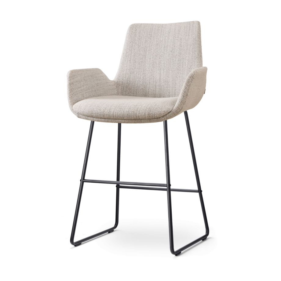 Nino-Eef barkruk beige gemêleerd - zwart onderstel - 65 cm afbeelding 1