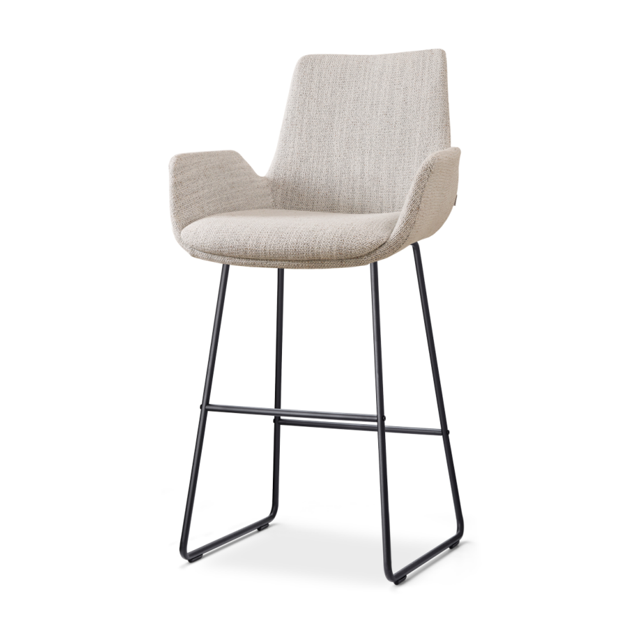 Nino-Eef barkruk beige gemêleerd - zwart onderstel - 75 cm Nino-Eef barkruk beige gemêleerd - zwart onderstel - 75 cm afbeelding 1