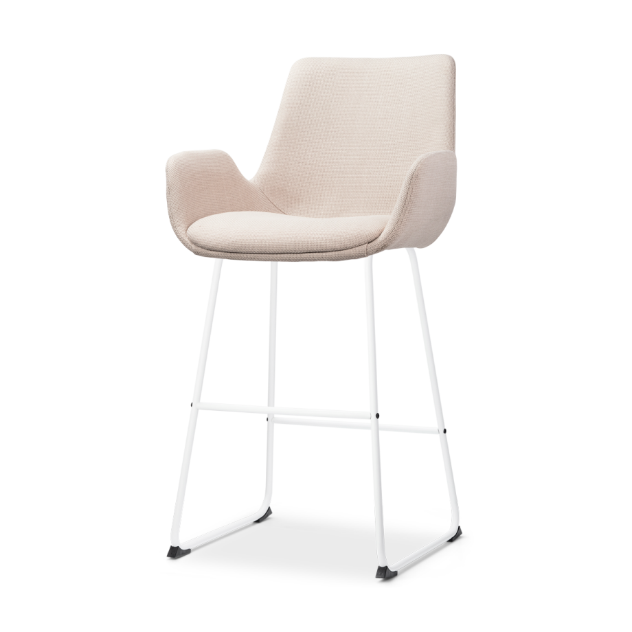 Nino-Eef barkruk beige - wit onderstel - 65 cm Nino-Eef barkruk beige - wit onderstel - 65 cm afbeelding 1